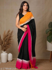Jaipuri Hand Block Printed Daily Wear Soft Cotton Mulmul Saree ,Sanganeri Cotton Mulmul Saree, Indigo Print saree,Bagru Cotton Saree, Batic / Batik Print Cotton saree In Super Fine 92*80 Fabric Quality With Attached Blouse Piece for Woman
