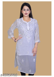 white chikankari kurti for women nd girls