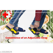 DOCTOR EXTRA SOFT D-51-Navy-Yellow Men's Adjustable Strap Orthopaedic Diabetic Comfort Daily Use Slippers & Flipflops