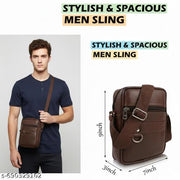 Designer Black Synthetic Leather Crossbody Bags for Mens Office Bag Stylish Sling Bag for Men Side Bags New Messenger Bags Travelling and Marketing Use Latest said Bag