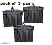 Multi-Purpose Size Jumbo Under Storage Bag/Toys/ Blankets/Stationery Paper/Clothes Storage Bag With Strong Handle, Pack of 3 Black and