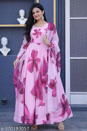 Salasar Stylish Fancy Trendy Printed Georgette Gown For Women For Party Wedding Festival Functios