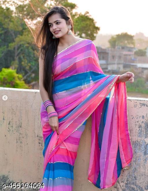 Meesho Trendy Glamorous Party Wear Saree with Blouse Piece | Premium Georgette Sequin Embellished Saree for Weddings, Receptions & Festive Occasions | Elegant Lightweight Designer Saree for Women