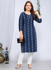 Khadi cotton kurti with bottomwear, stylish kurti for girls and women