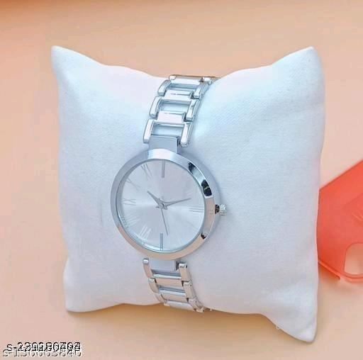 New Solid Designer Black Silver Metal Analog Watches for Women
