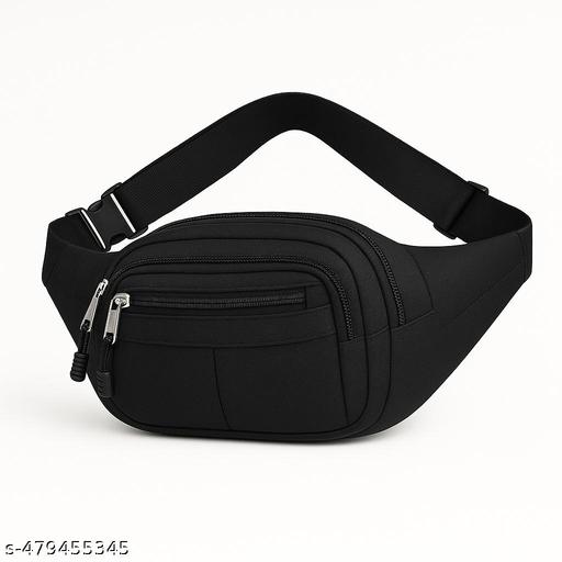 Zerrish Men's Black Waist Bag – Waterproof Travel Fanny Pack for Men & Women | Lightweight, Adjustable Hip Bag with Multiple Pockets for Hiking, Outdoor, Running & Daily Use
