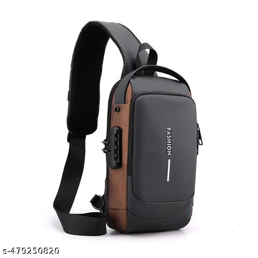 Men’s Waterproof Shoulder Bag with USB Charging Port, Anti-Theft Crossbody Sling Backpack – Reflective Strip Design, Multiple Pockets for Tablet, Wallet, Keys – Versatile for Travel, Outdoor & Business