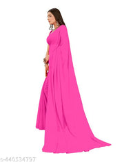 Festive wear Plain Solid  georgette saree with blouse piece