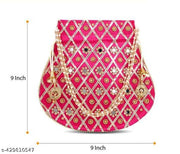 Mirror Worked Ethenic Potli Purse with pearls Handle