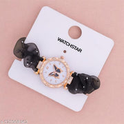 Stylish Scrunchie Fabric Strap Analog Watch For Women and Girls