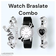 fashion jewellery new for woman and girlsTrendy Watch Bracelet Combo for Girls – Available in Black, White, Blue, Red & Pink