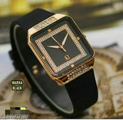 2026 Trend BLACK diamond RUBBER stap girls analogue watch - BLACK