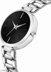 BLACK Color Dial Stainless Steel Strap Slim Stylish Look