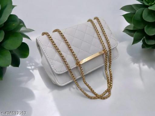 Sling bag | Women's Pu Formal Casual Stylish Shoulder Crossbody Sling Handbag With Double-handle Non-Detachable strap For Women & Girl (White)