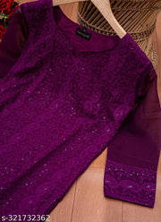 Kurti (wine kurti)/ Chikankari Embroidery Sequince Work On Kurta