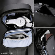 SHRBI Multifunction Password Anti-Theft Sacgear Backpack Sling Bag Shoulder Crossbody Chest Bag with USB Charging Port Lightweight Casual Daypack (BLACK)