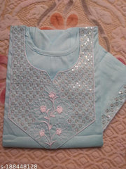 Womens Neck  Border Embroidered  Straight Fancy Kurta