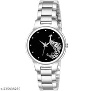 BOLUN Bolun Black Peacock Dial Metal Silver Belt Girls watch