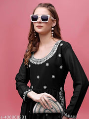 Fabfairy Embroidered A-Line Georgette Kurta