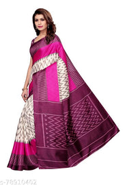 Women's Desinger Silk Kalamkari Printed Saree with Blouse Piece