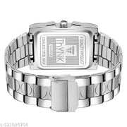THYNK Silver Dail Trending Square Series | Working Day and Date | Stainless Steel ADJUSTABLE CHAIN Analog Watch - For Men