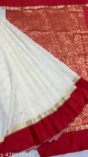 white-red Kanjiwaram silk sarees