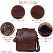True Indian PU leather sling bag, Cross Body Bag Men’s | Stylish Shoulder Bag Men | Versatile Hand Bag for Men | Ideal for Travel & Office | Sling Bag Mini Passport Shoulder Strap Bag