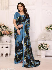 Women's Bollywood Daily Wear Floral Printed Georgette Saree, New Collection