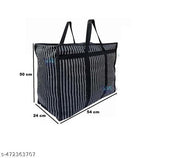 Multipurpose medium size Heavy Duty Toy Clothes Files Picnic Shopping Storage Organizer Grocery Vegetable Canvas Bag with Strong Handles and Strong Base with Storage Covers Zip (Black -Pack of 3)