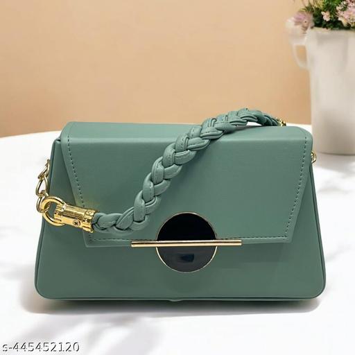 Stylish look sling bag,latest and trendy Sling Bag for girl & Women|Stylish Black Glossy Handbag with Gold Chain