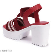 YoloYells Women Sandal outdoor High Heel Sandals Wedges Criss Cross Strips Daily Wear Sandal for Women Embroidery work for special designer
