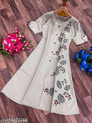 Florance Exclusive Slub Cotton Digital Printed Fully Stitched Aline Kurta For Women & Girls