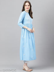 womens rayon printed embroidery kurta, long kurta, partywear kurta, festival kurta, trendy kurta, flared kurta, aline kurta, anarkali kurta