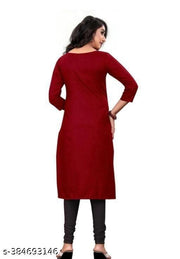 Cool&Classy Round Neck Fornt Button Rayon Kurta(Maroon)