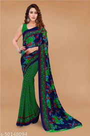 Pretty, Printed Georgette Saree with Blouse Piece