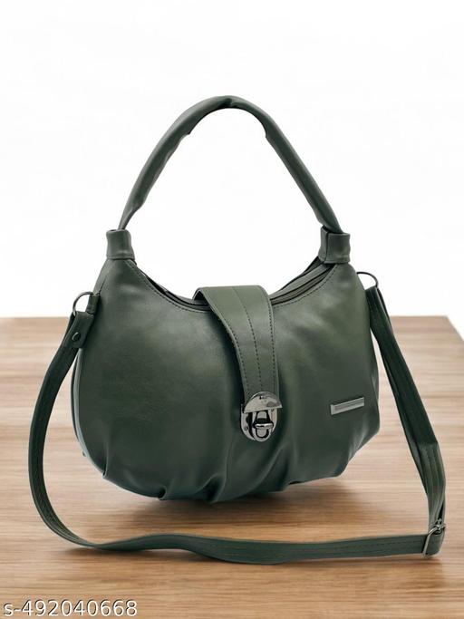 Women's Vegan Leather Style in  Handbags Shoulder Hobo Bag Ladies Purse Dark Green