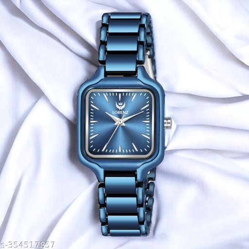 Lorenz Metallic Blue Wrist Watch for Women | Square Dial Women's Watch | AS-123A