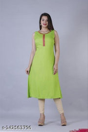 Rayon Straight Green Kurti For Women/Girls
