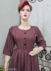 Maroon Woolen Frock Kurti for Winter | Women Checkered Wool Anarkali Kurta  (Multicolor)