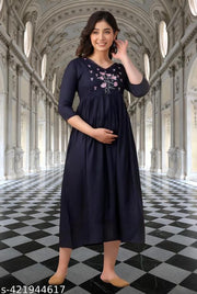 R.K. CREATIONS embroidery Feeding Maternity Kurti Both Side Zip Anarkali Kurta & Kurtis Zipper dress Beautiful Embroidery