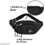 zubex Trendy Waist Bag for   Modern Waist Bag for Active  Waist Bag for Every Men's Black Waist Bag || Men's Casual Waist Bag ||  Men's Waist Bags || Unisex Waist Bag