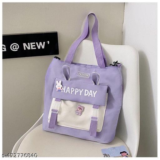 Korean Tote Bag, Crossbody Bag for Women Shopping Bag, Shoulder Strap Can Be Detached and Used as Crossbody Cartoon Student Tutor Bag With Shoulder Strap Bag  Fashion (ANY COLOUR SEND)