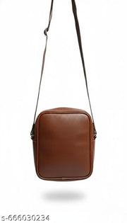 Stylish Dark Brown PU Leather Crossbody Sling Bag for Men & Women
