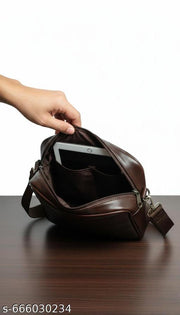 Stylish Dark Brown PU Leather Crossbody Sling Bag for Men & Women
