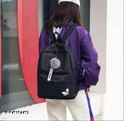 ☁♡⭒️⭒♡☁college backpack for girls and women, durable lightweight polyester shoulder bag with adjustable straps and front pocket, versatile casual travel daypack for daily use in pink and black