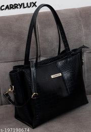 Carrylux Woman's Shoulder Bag |Handbag| Purse| Extra Spacious With Detachable Sling Strap And Croco Print