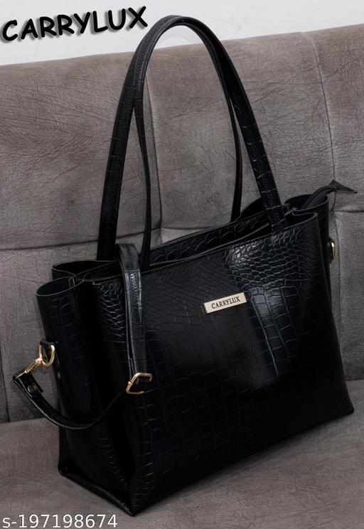 Carrylux Woman's Shoulder Bag |Handbag| Purse| Extra Spacious With Detachable Sling Strap And Croco Print