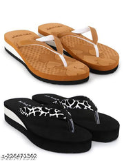 Two Soft Combo Pack Of 2 Women Casual Slipper Stylish Fancy Lightweight Extra Soft & Comfortable Regular Wear  For ladies & Girls