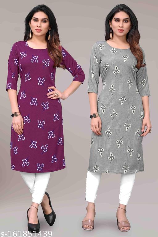 Women Printed Crepe Kurtis combo of 2