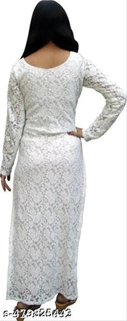 Net Embroiderd Stright White Kurti